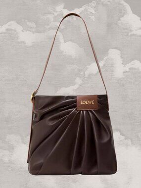 LOEWE Jonathan Anderson Draped leather tote bag Dark Brownie Crossbody brown